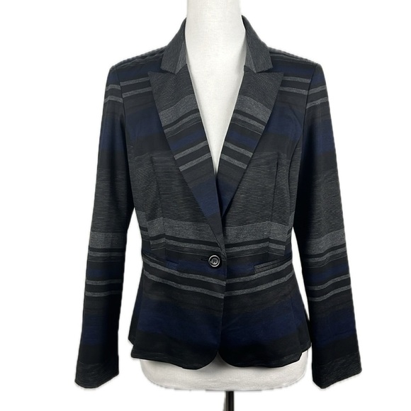 Soho Apparel Striped Stretch Jacket Fitted Blazer Sz M Office Workwear Career - Picture 1 of 13